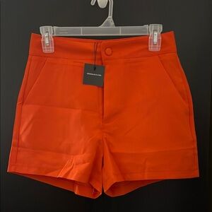 Orange High Waist Tailored Shorts